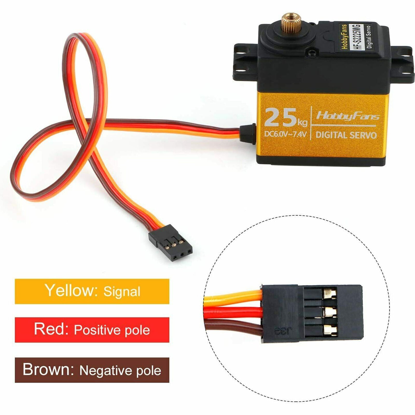 25KG Full Metal Gear High Torque Waterproof Digital Servo with 25T Servo Arm New