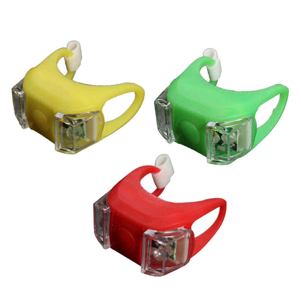3 Pieces Bicycle Light 2-LED Bike Headlight Taillight Saddle Lamp Flashlight