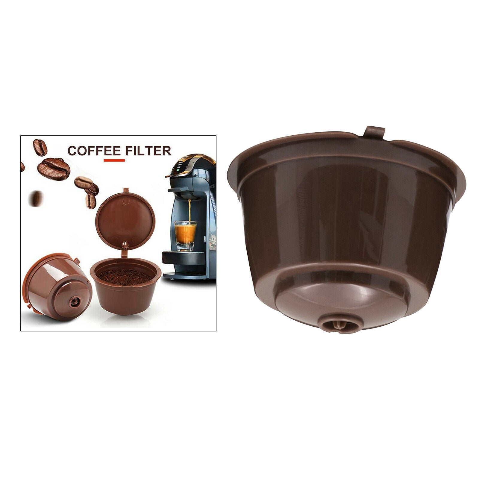 Refillable Reusable Coffee Capsule Pods Cups for Nescafe DolceGusto Brown