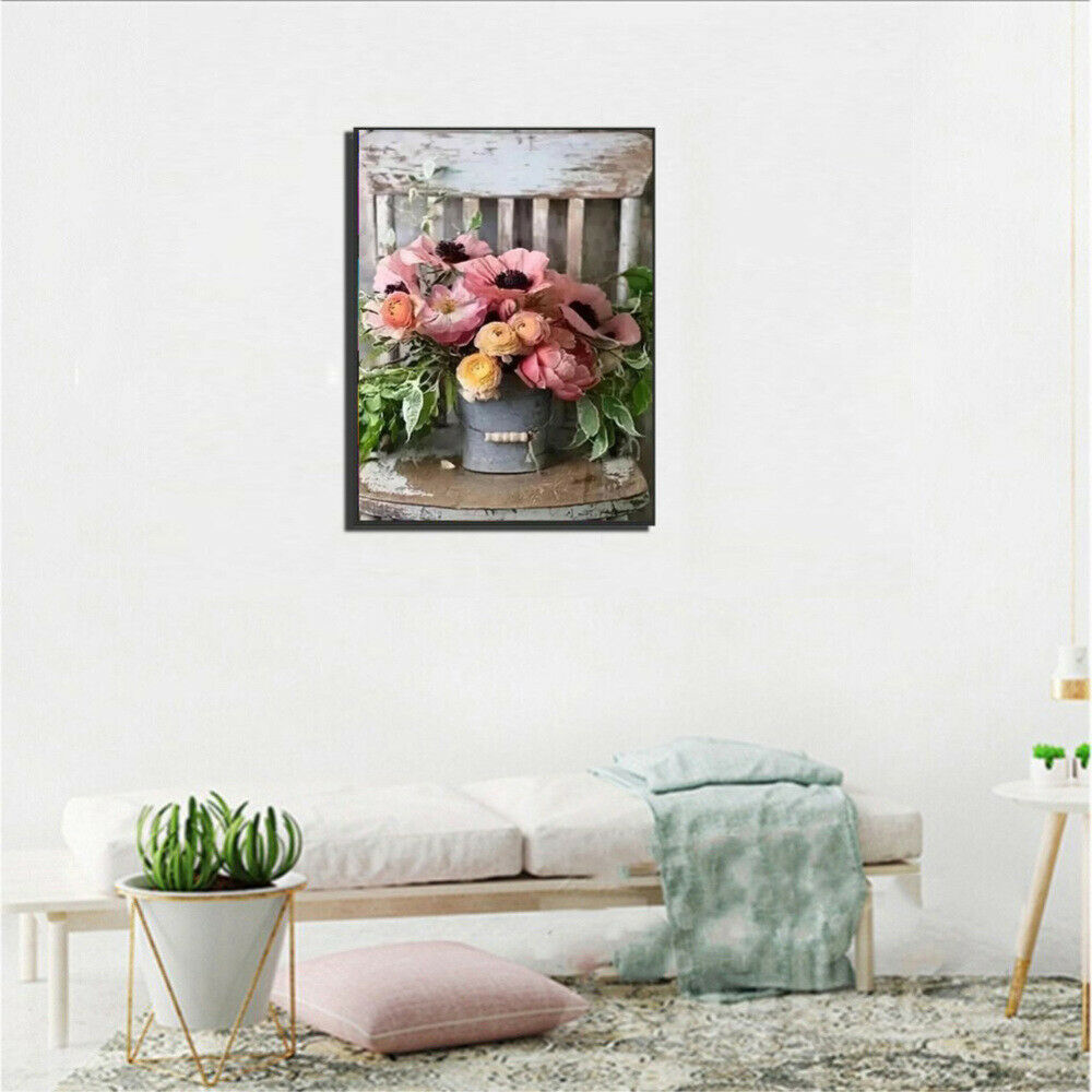 5D DIY Full Drill Flower Pot Diamond Painting Cross Stitch Art Wall Decor SALE
