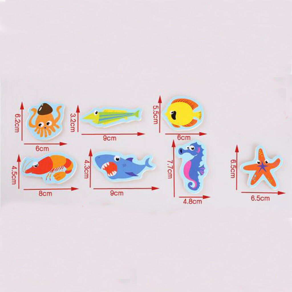 Creative Wooden Magnet Pool Fishing with Marine Life & 2 Rods, Kids Birthday