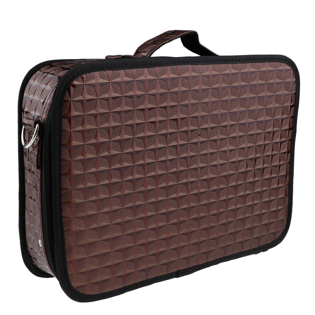 Hair Scissors/Shears Holder Case Clips,Combs PU Bag Diamond Texture Brown