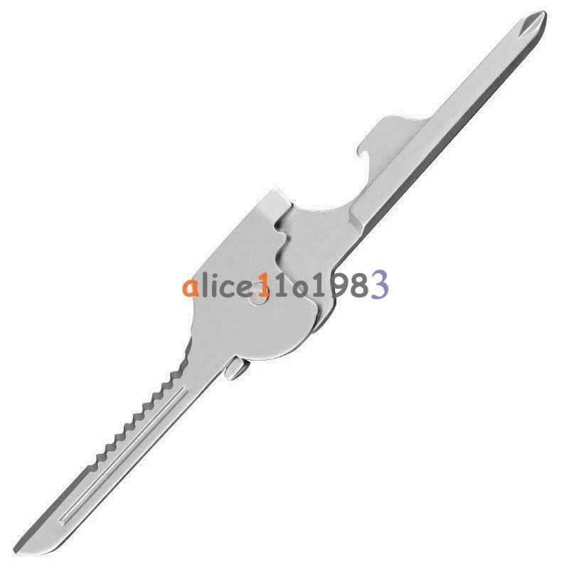 6-in-1 Utili Key Tool Keyring Keychain Multifunction Stainless Steel Key AL