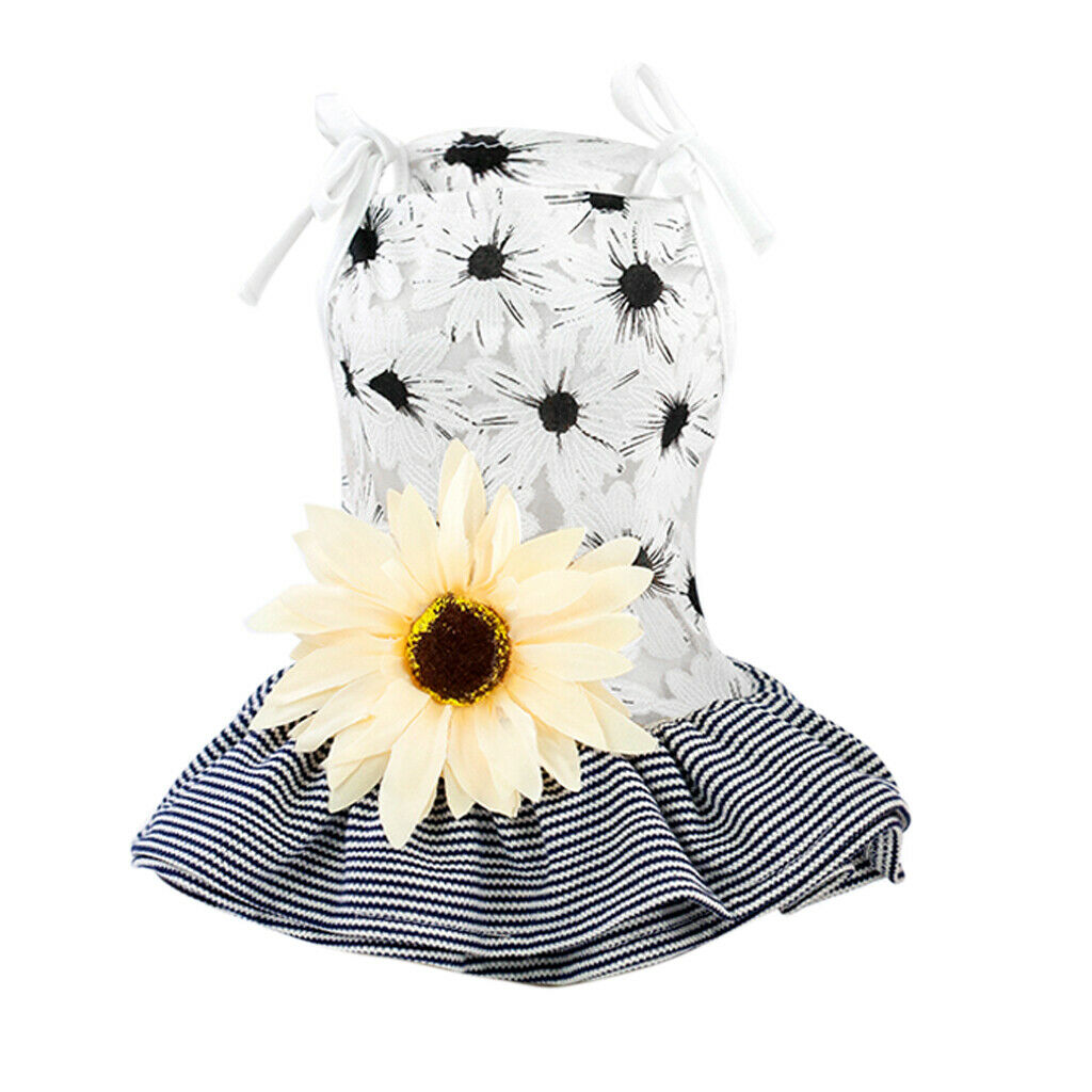2 x Cotton Dog Dresses, Girl Dog Dress Party Birthday Pet Apparel for