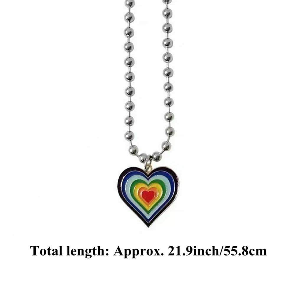 Pendant Clavicle Chain Hip Hop Chain Heart Shape Necklace Round Bead Necklace