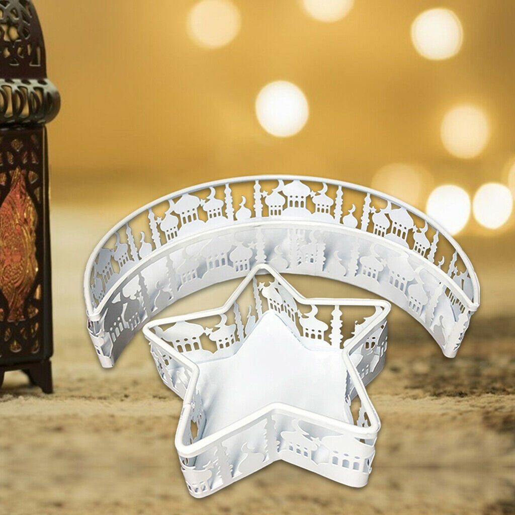 Iron Eid Mubarak Dessert Pastry Serving Tray Ramadan Islam Muslim White