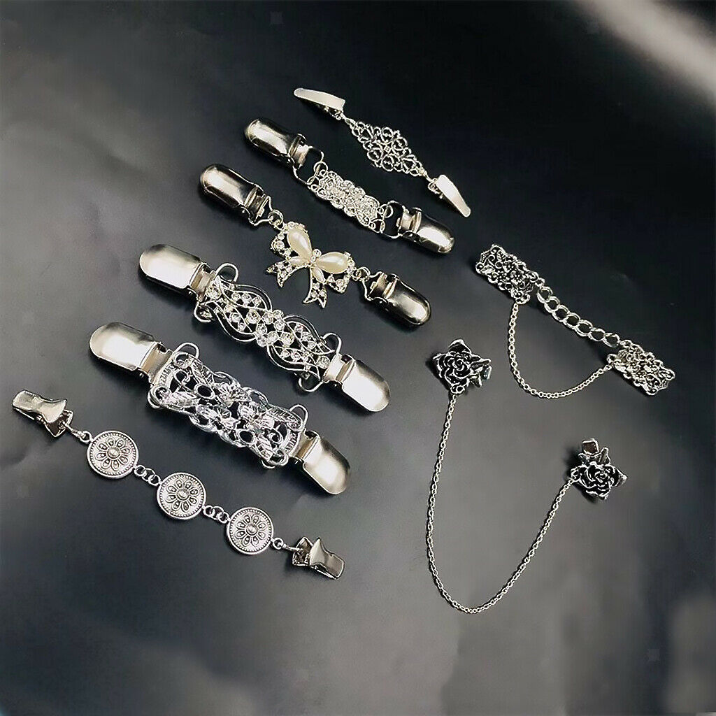 Sweater Clips Shawl 8 Styles Shawl Chain Clips Brooches for Formal Occasion