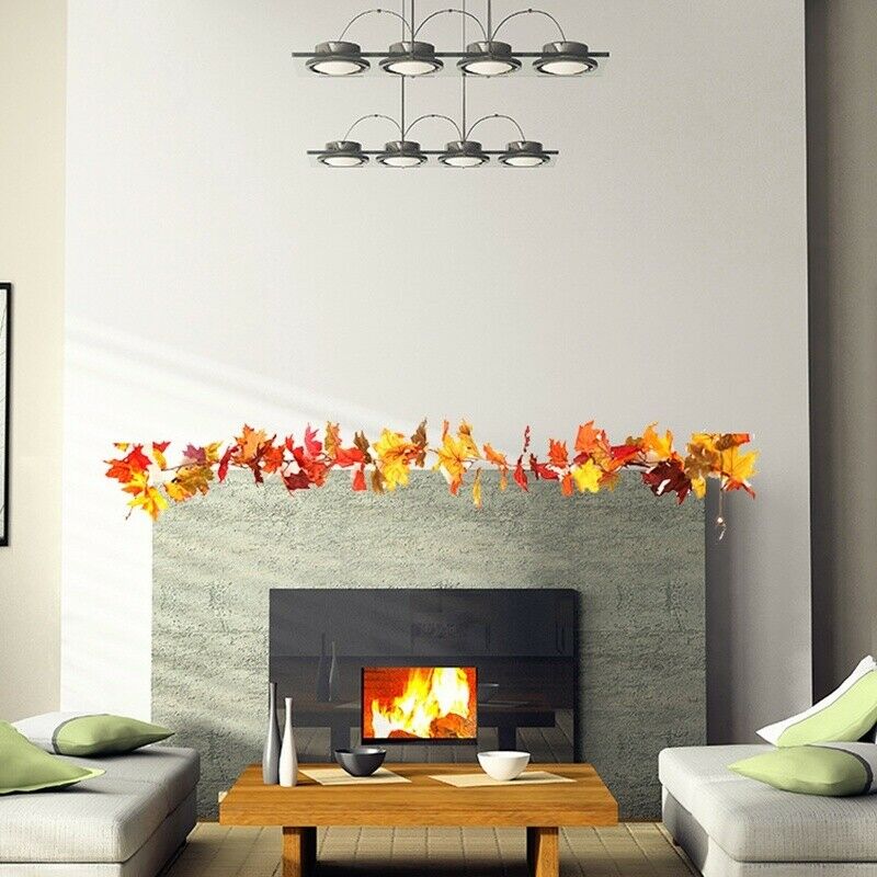 170cm Faux Maple Leaf Rattan Hanging Wall Ornament Window Fireplace Decoration
