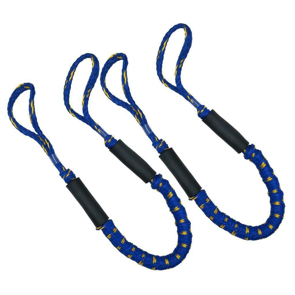 2x Bungee Dock Line 4 FT Marine Rope for Boat Jet Ski PWC Docks Blue 2