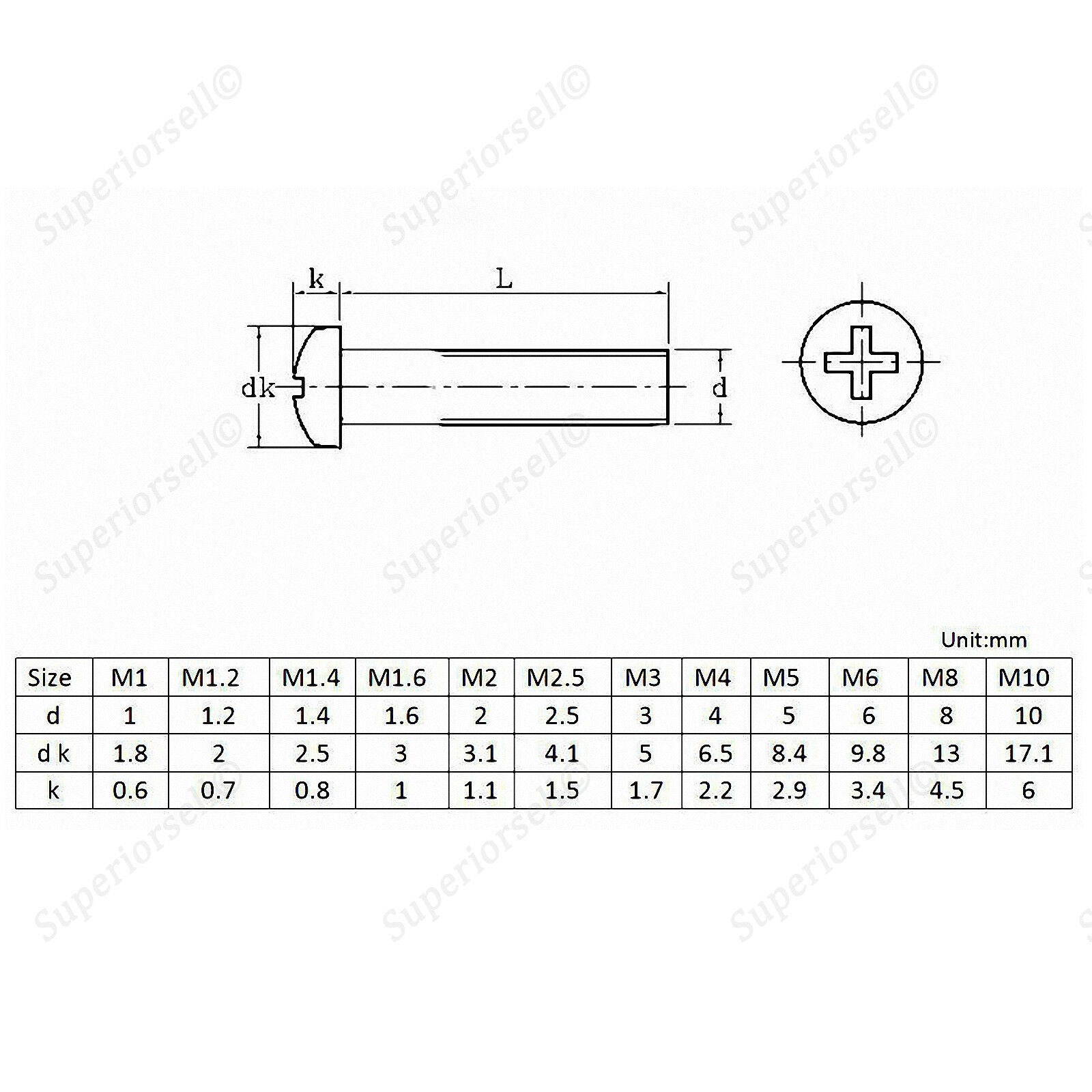 60Pcs M4*4-12mm Round Pan Dome Head Phillips Machine Screw Set A2 304 Stainless