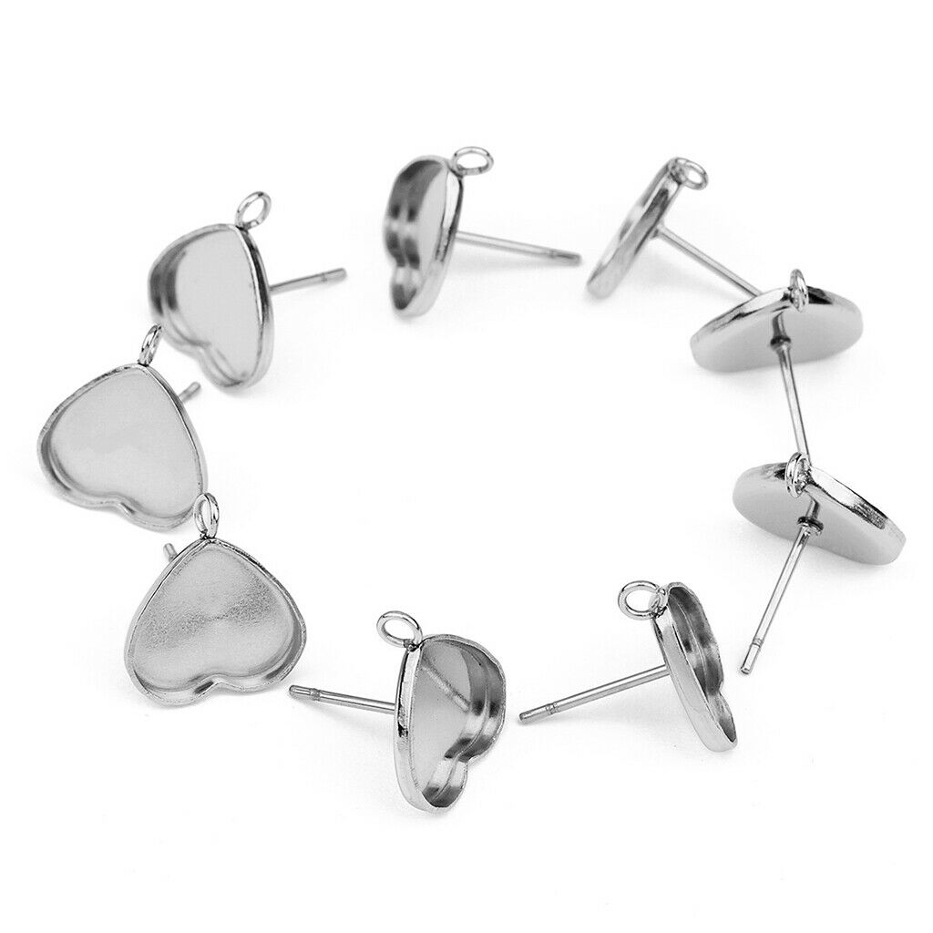 11mm Heart Shaped Bezel Ear Earring Stud Blank Base Post Earring Settings 20