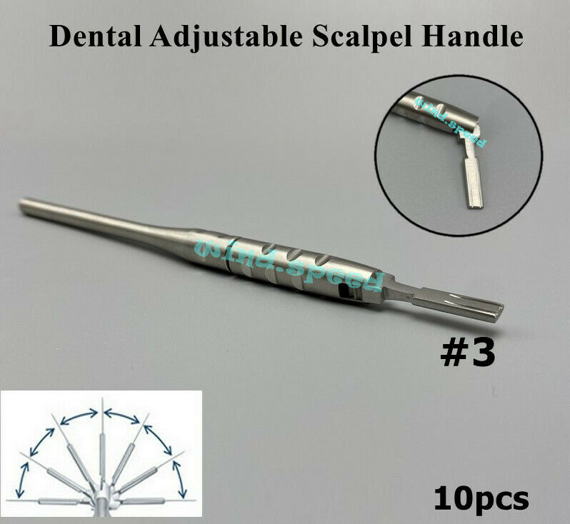 10pcs Dental Surgical Scalpel Handle Blade Holder Adjustable #3 Stainless Tool