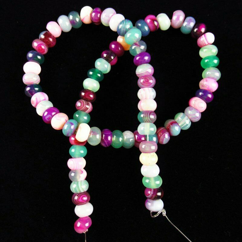 8x5mm Rainbow Onyx Agate Rondelle Pendant Loose Bead 15.5 inch 42g A-565TZ