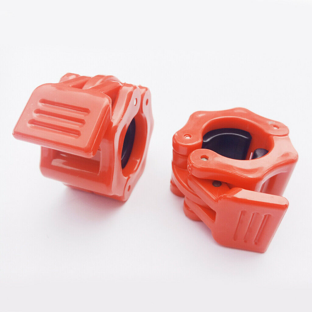 1'' Barbell Clamp Olympic Collar Weightlifting Dumbbell Lock 25mm Bar Clips Red