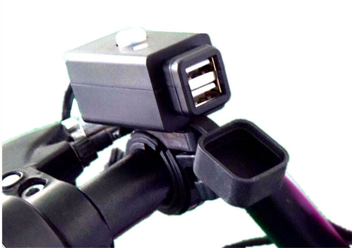 1x Motorcycle Dual USB Charger with Handlebar Bracket Indicator Light and Switch