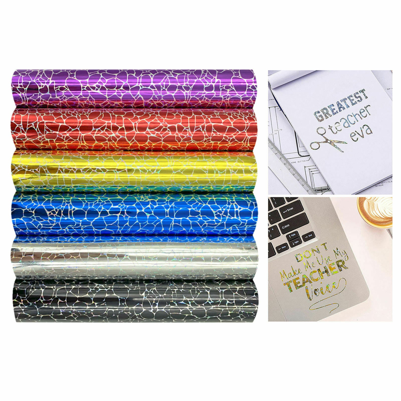 Holographic Rainbow Leopard Mermaid Craft Vinyl Paper 11.8x 10 inchs 6 Pack for