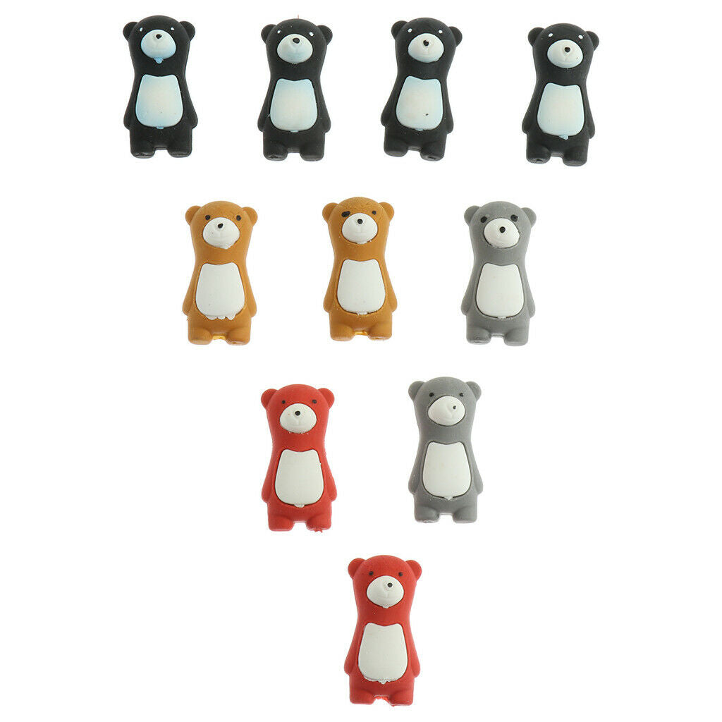 10pcs/Pack Attractive Cartoon Bear Animals Pencil Erasers for Kid Multicolor