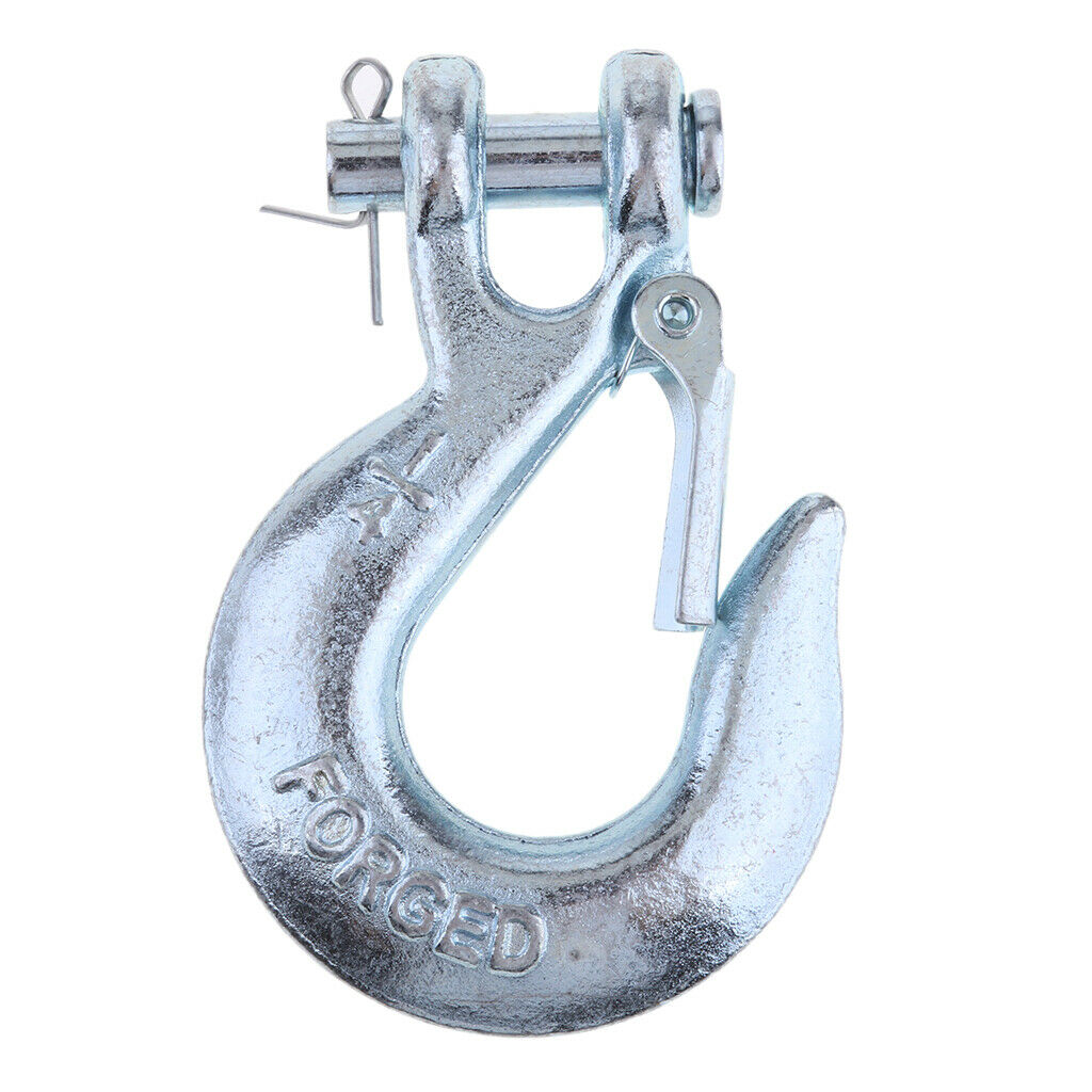 2pieces 1/4" Winch Hook with Clevis Safety Latch for Trailer ATV Boat Towing