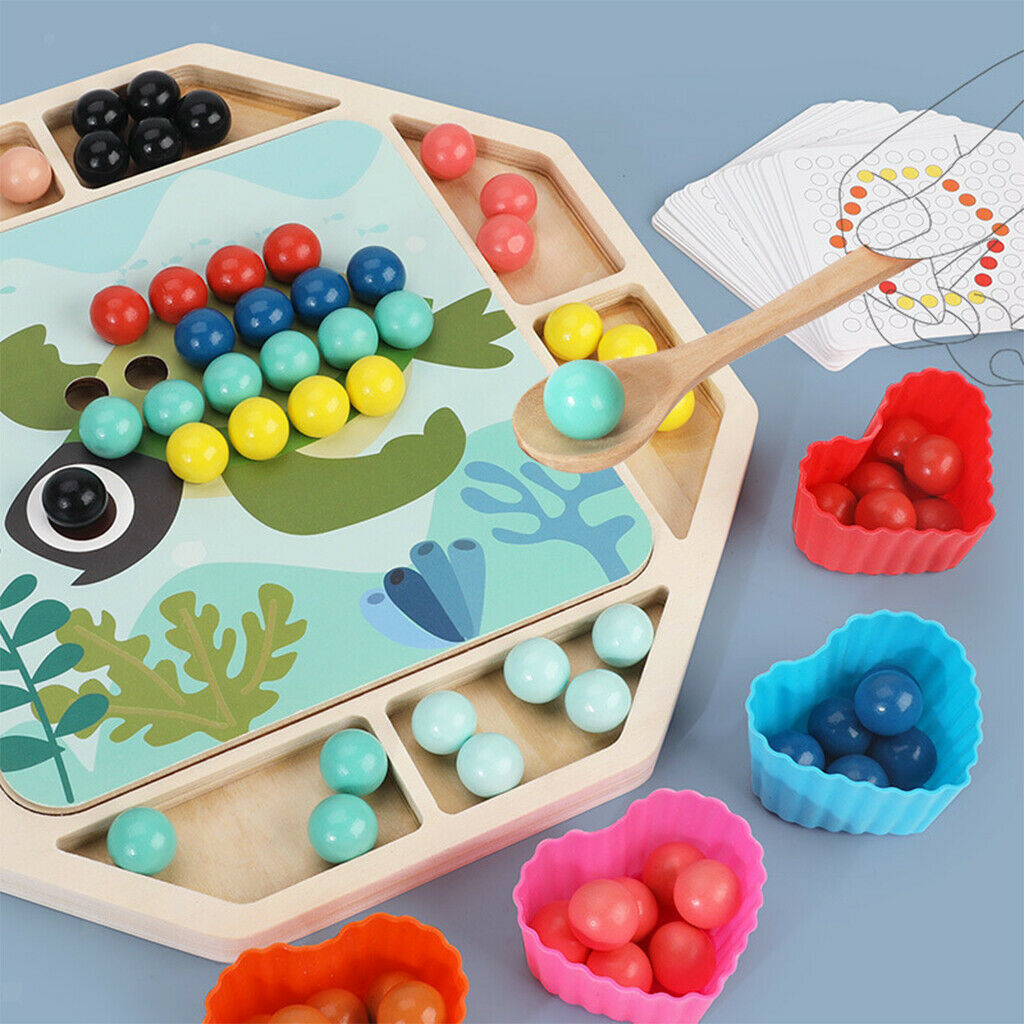Kids Wooden Beads Game Go Games Fine Motor Toys Matching Game Boy Girl