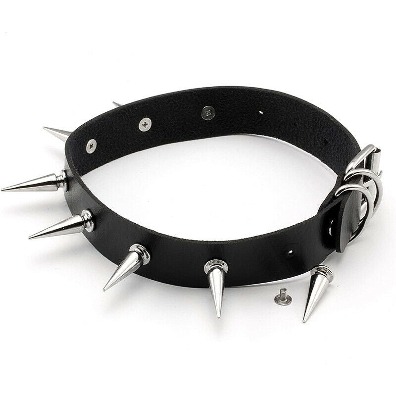 Adjustable Choker Rivet Necklace Leather Harajuku Spikes Gothic Punk Jewelery HN