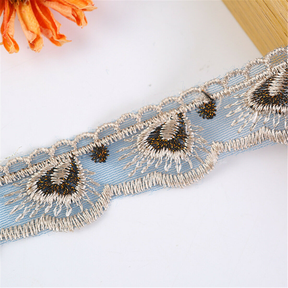 5 Yards Embroidered Lace Trim Ribbon Dress Clothing Sewing Edge Curtain Craft