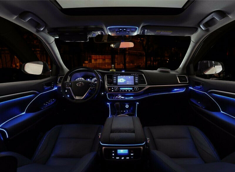 Car Interior Blue LED Decorative Lamp Optical Fiber Light Dash Trim Door Light