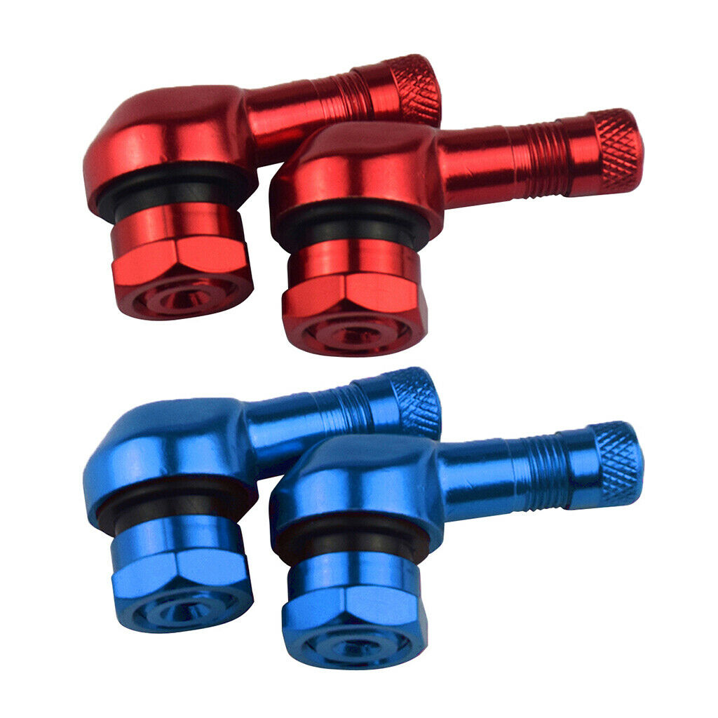 Red & Blue 90 degree CNC Aluminum Universal Motorcycle Wheel Valve Stems