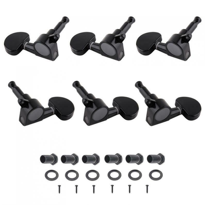 6x Guitar Tuning Pegs Black Tuner 3R+3L Semicircle Head for 40 41'' Folk Guitar