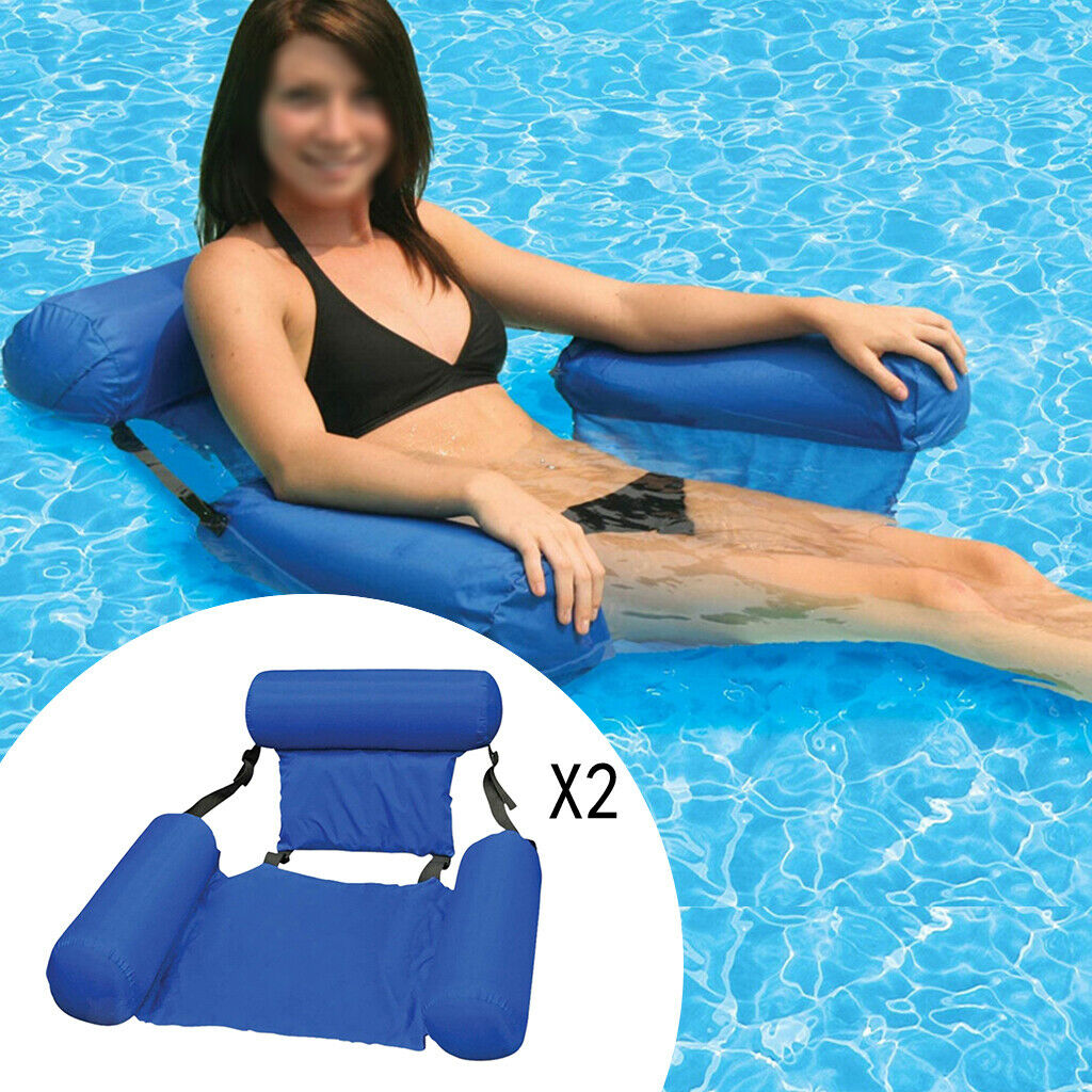 2Set Inflatable Floating Bed Float Raft Hammock Lounge Lake Beach Lounge Chairs