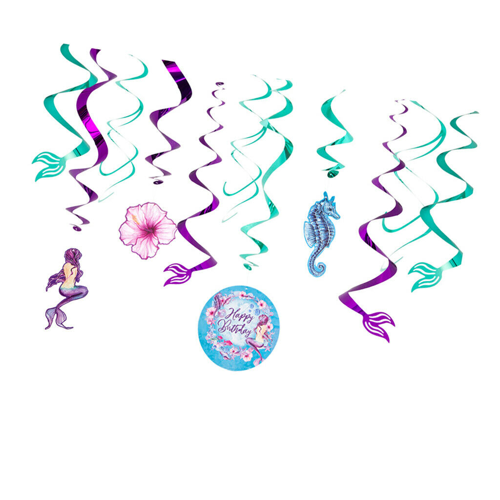 Mermaid Hanging Swirls Party Decorations For Kids Birthday Baby Shower