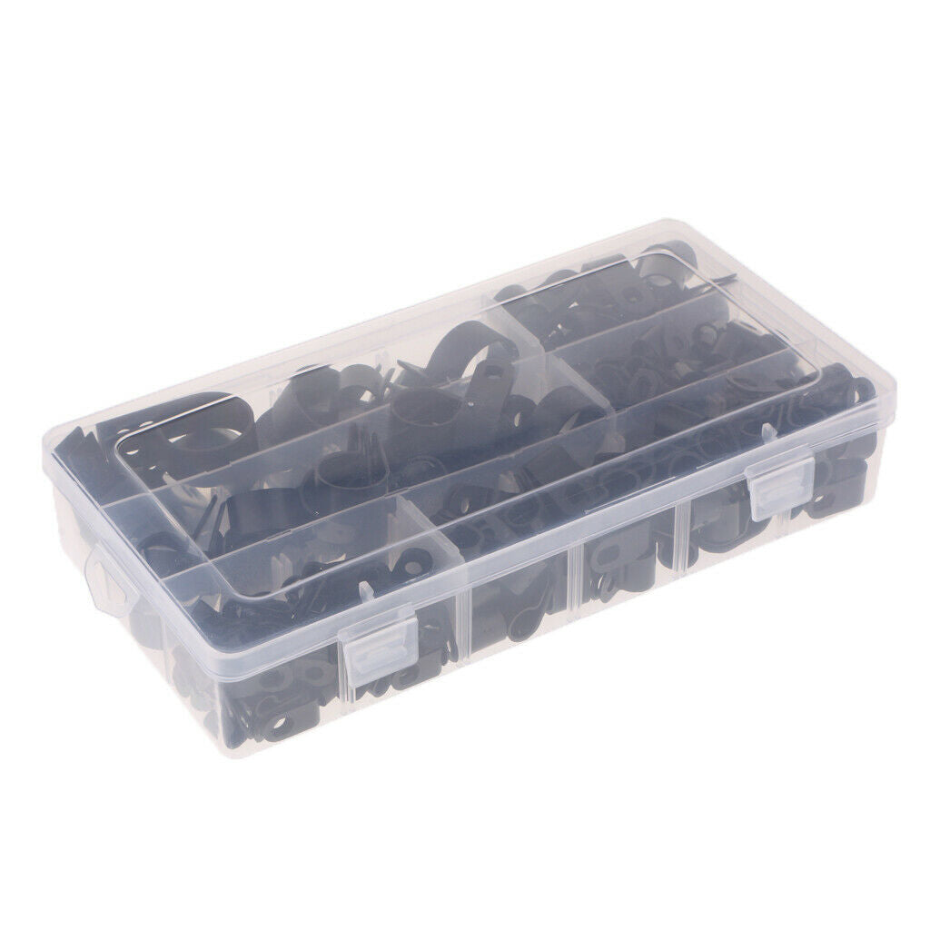 200 Pieces Dia 5mm 6mm 9mm 12mm 19mm 25mm R-Type Wire Clamps Clips Fastener