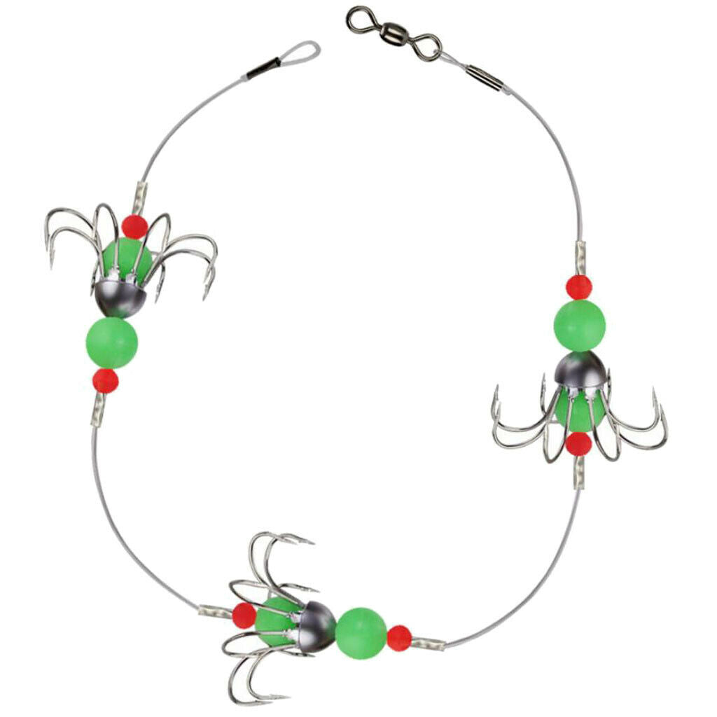 1 Set Glow Jig Octopus Hook Green Bead Lead Jig Hooks Night Luminous Squid