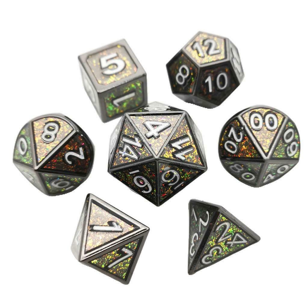 7Pc Metal Multi Side Dice Set D4 D6 D8 D10 D12 D20 for Board Game Toys #4