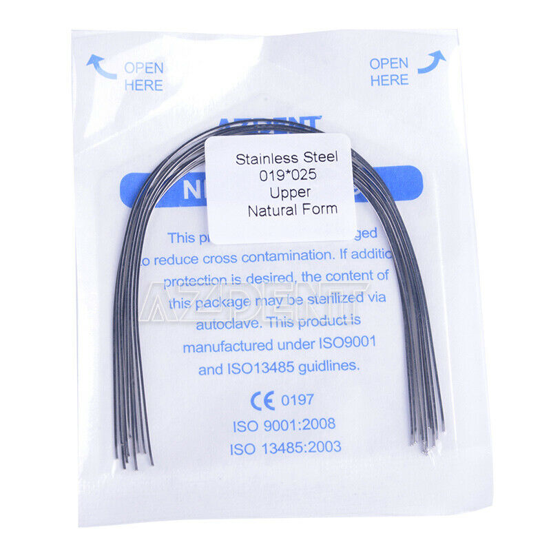 100X Dental Ortho Stainless Steel Natural Rectangular Arch Wires 019*025 upper