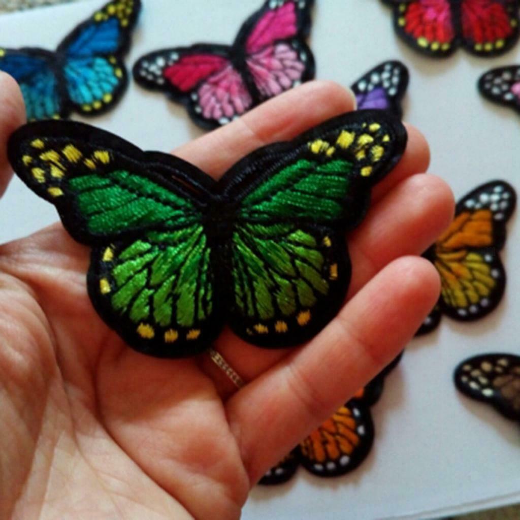12Pcs/lot Butterfly Embroidered Fabric Stickers Iron on Sew on Clothing curtain