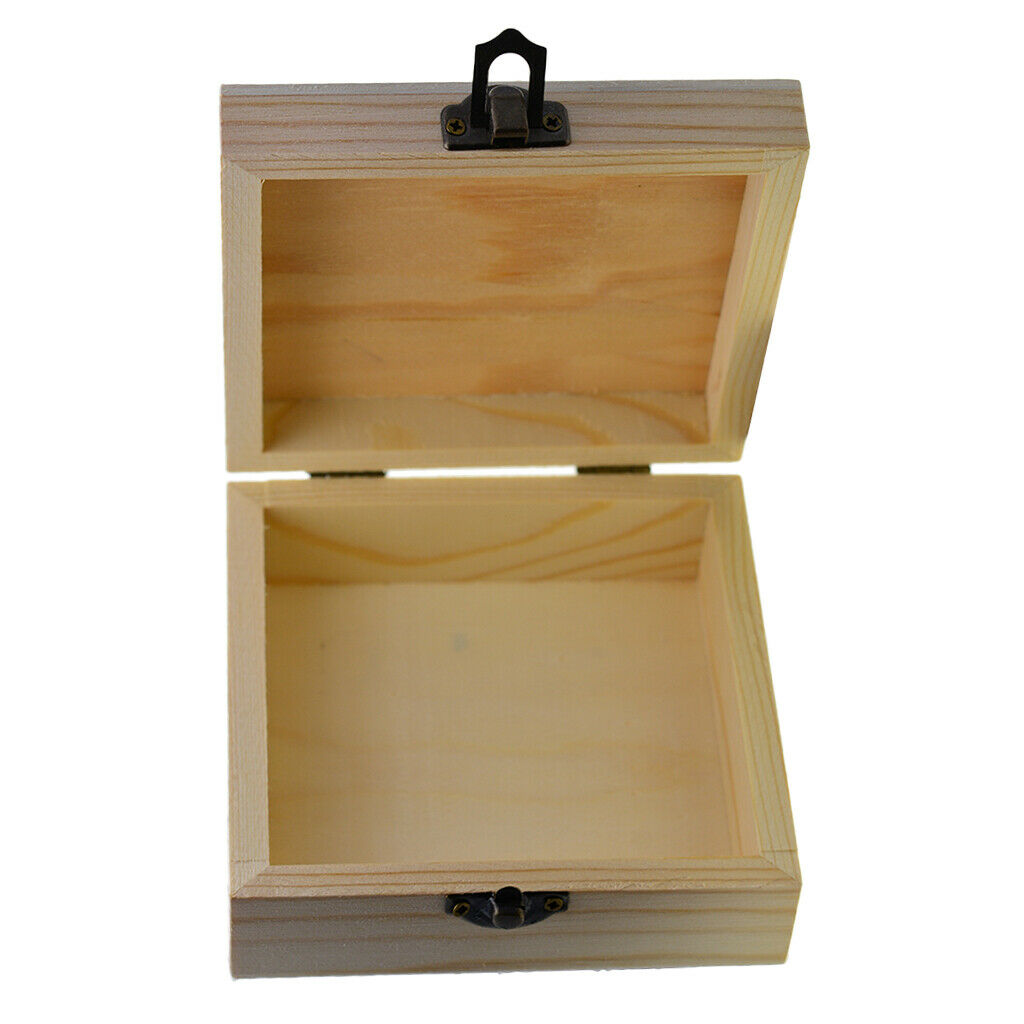 Wooden Jewelry Box Gift Box Unfinished Wood Storage Case Container Organizer