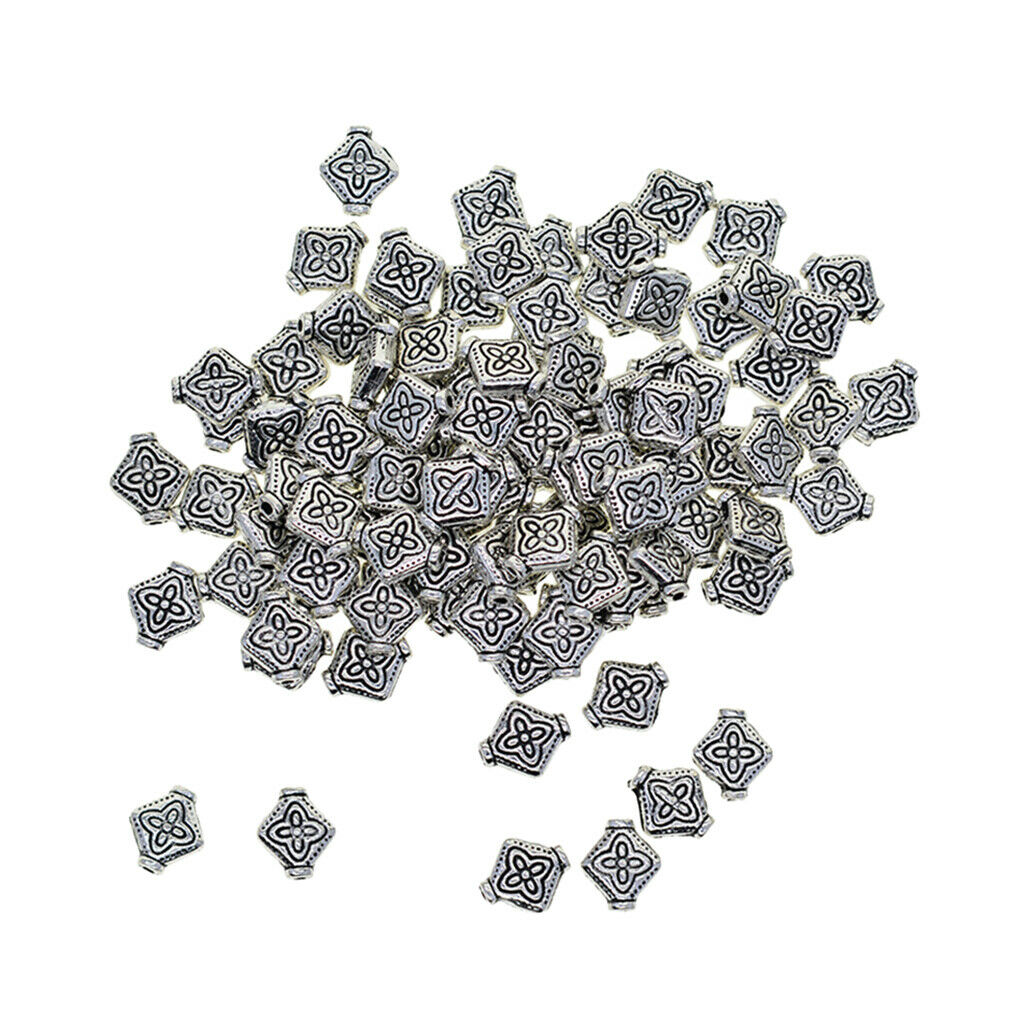 100 Pieces Metal Flower Craved Beads Loose for Jewelry Findings Crafts
