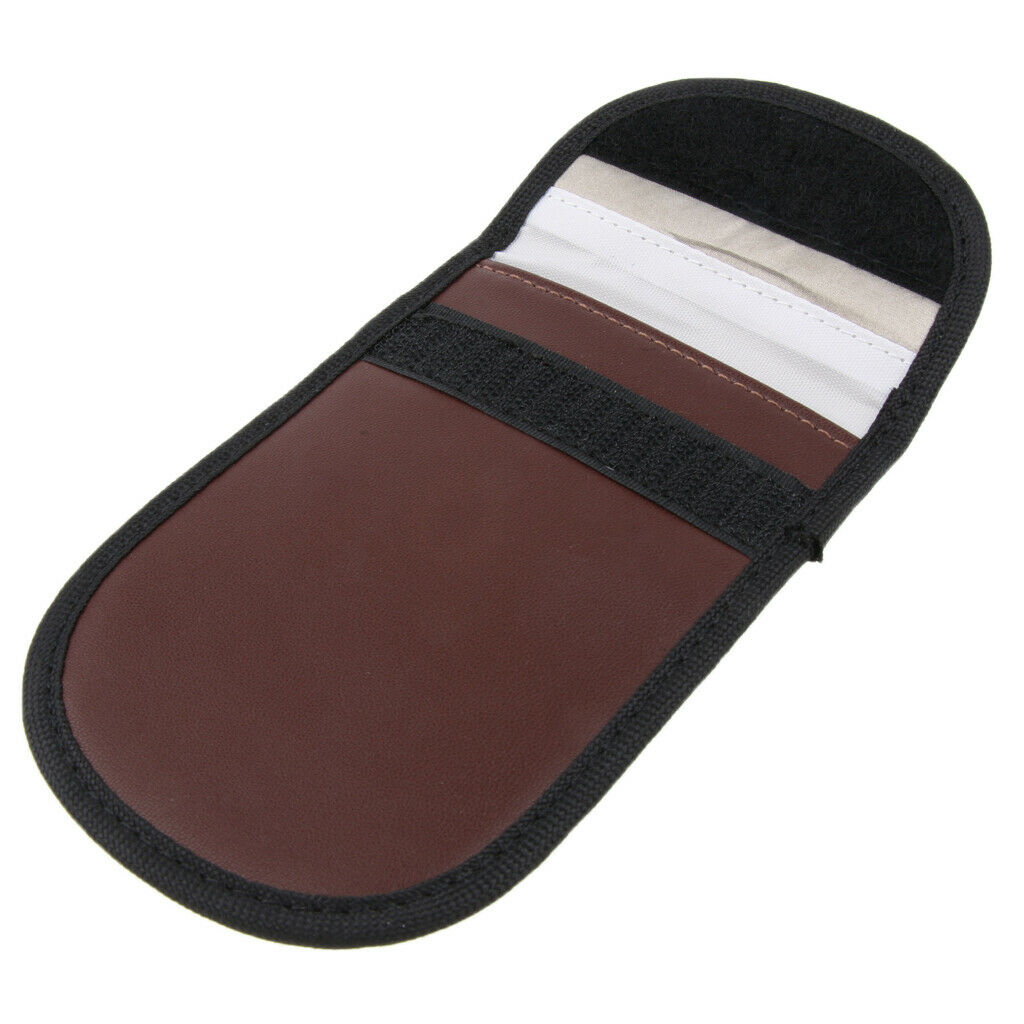 Signal Shielding Blocker Bag Key Fob Blocking Pouch Anti Hacking Security Brown