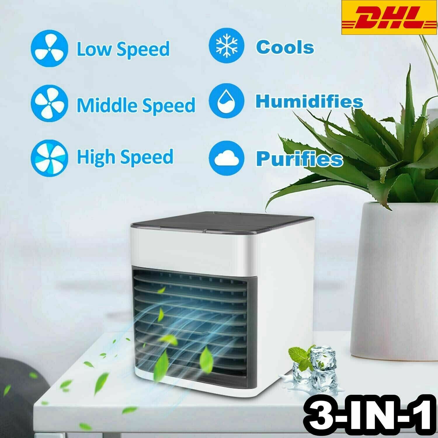 Home Mini Air Conditioner Portable Air Cooler 7 Colors LED USB Cooler Fan
