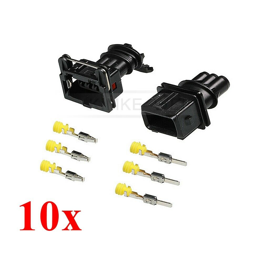 10x AMP JPT 3 Pin Sealed Waterproof 3.5mm Male & Female Kit Plug Connector New