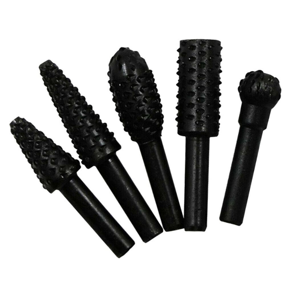 5x File Drill Rotary Burr Set Set Grinder Rasp Drill Bit Carving Tools 1/4in
