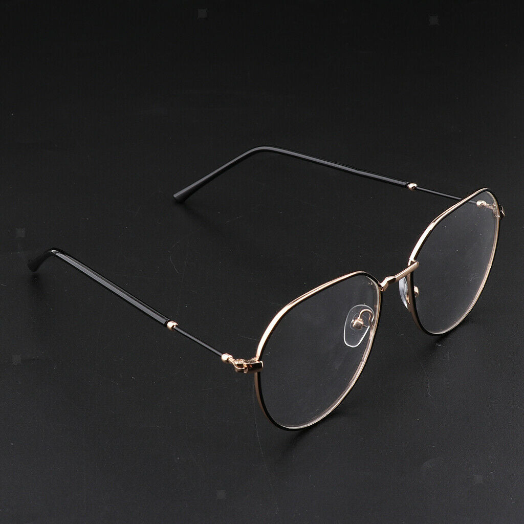Simple Myopia Metal Glasses Frame Sunglasses Frame fo Women Men Black+Golden