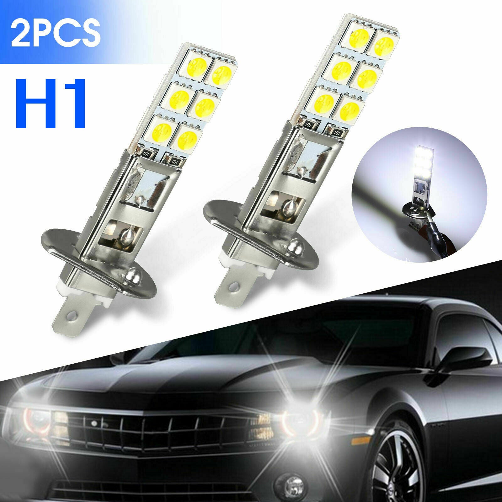 2PCS NEW H1 6000K Super White 55W CREE LED Headlight Bulbs Kit Fog Driving Light