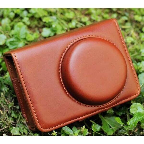 Brown PU Leather Bag Case w/ Strap for Canon S90 S95 SX120 SX150 SX200 SX210