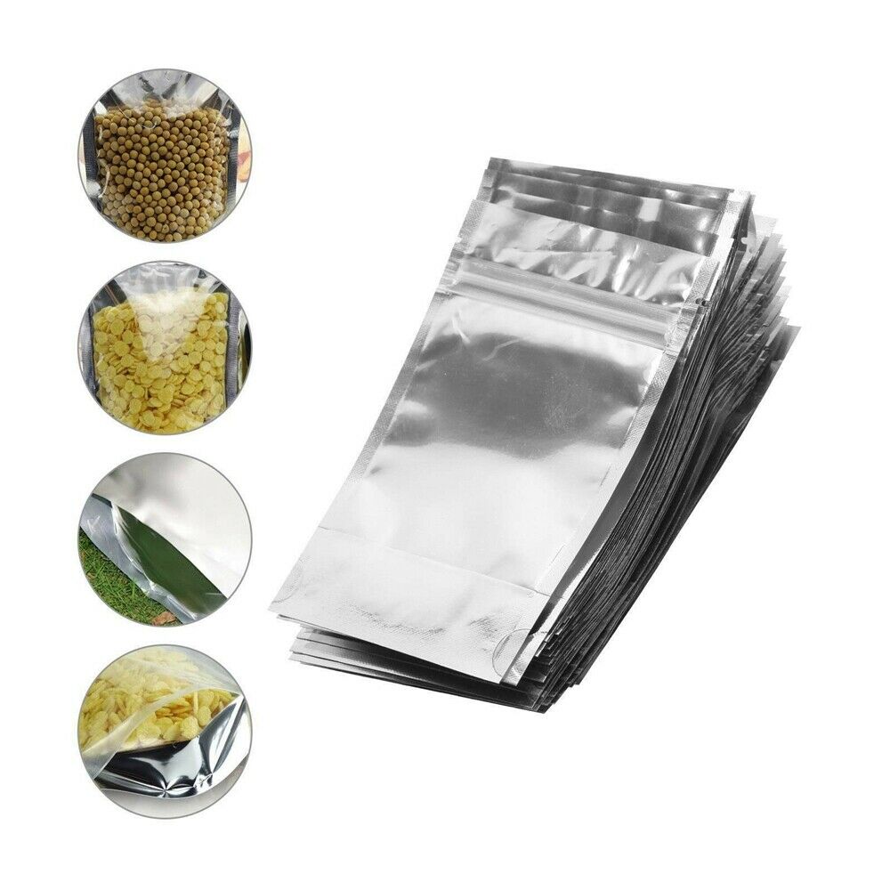 50X Resealable Mylar Bags Food Storage Bags Smell Proof Aluminum Foil Pouch Bags