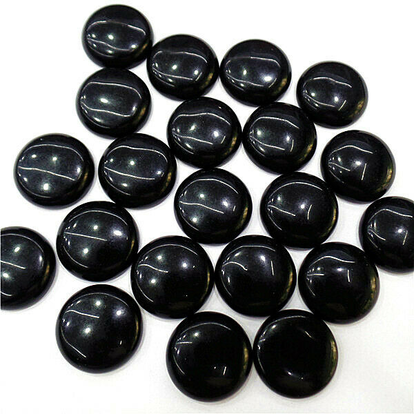 10Pcs 20mm Wholesale Black Agate Round Cab Cabochon DIY Jewelry Making HH7152