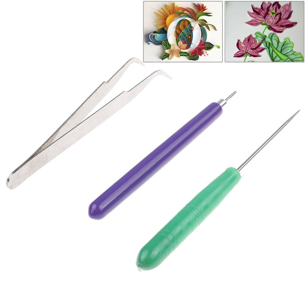 3Pcs paper DIY set quilling paper tools tweezer needle pins slotted pen t.l8