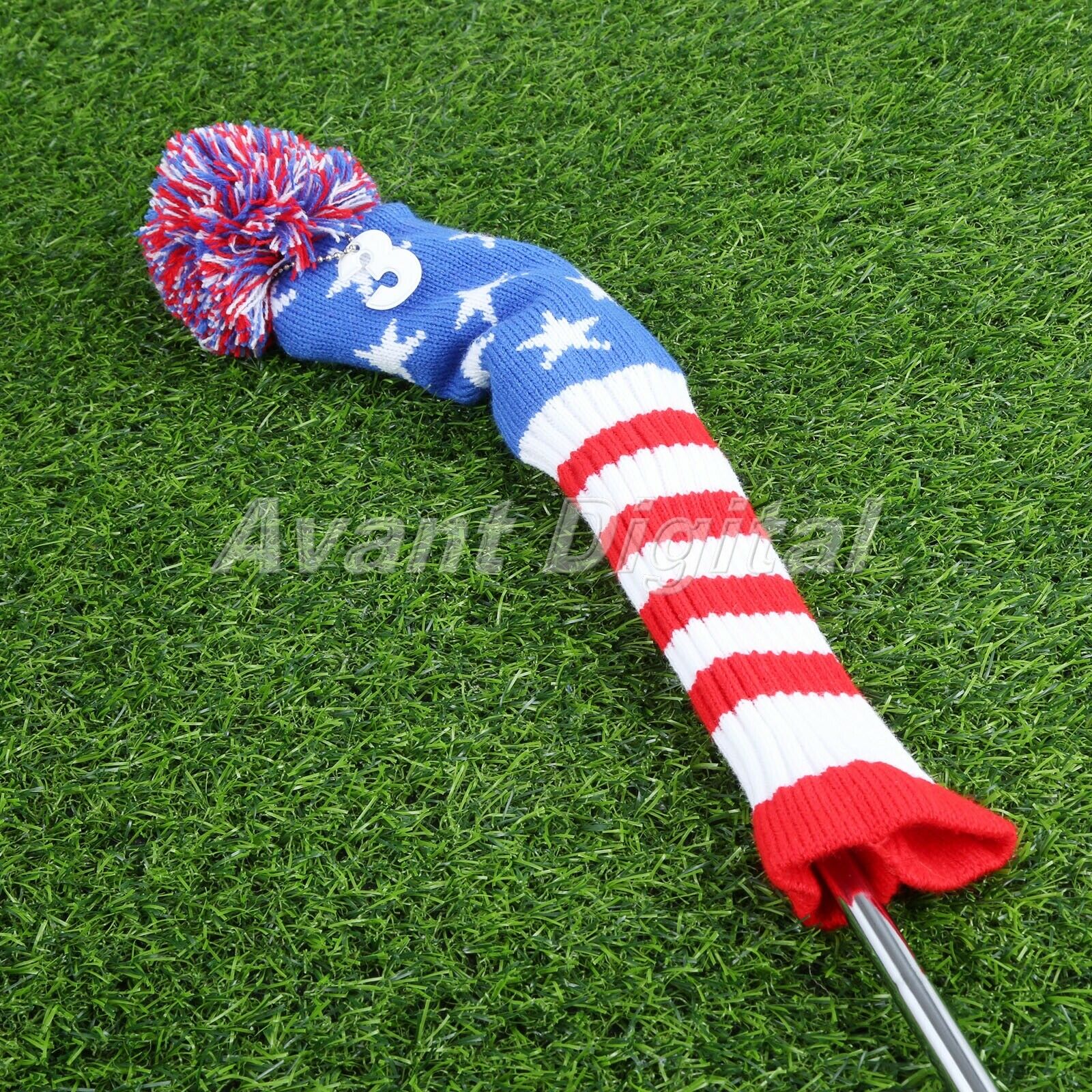 1Pack/3PCs Golf Club Iron Headcovers Knitted Pom Pom Blade Protective Case Cover