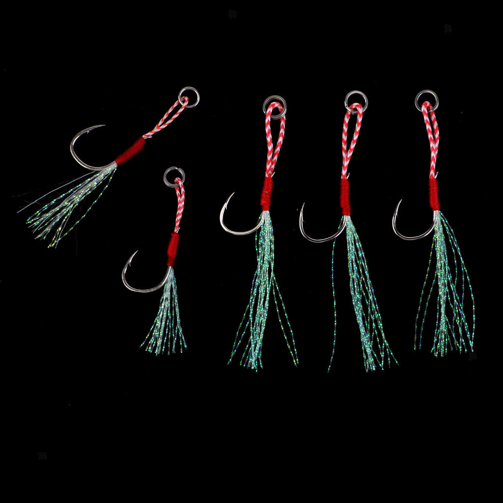 10x Hooks Live Baits Auxiliary Metal Hooks Deep Sea Fishing Trolling Surf Jig