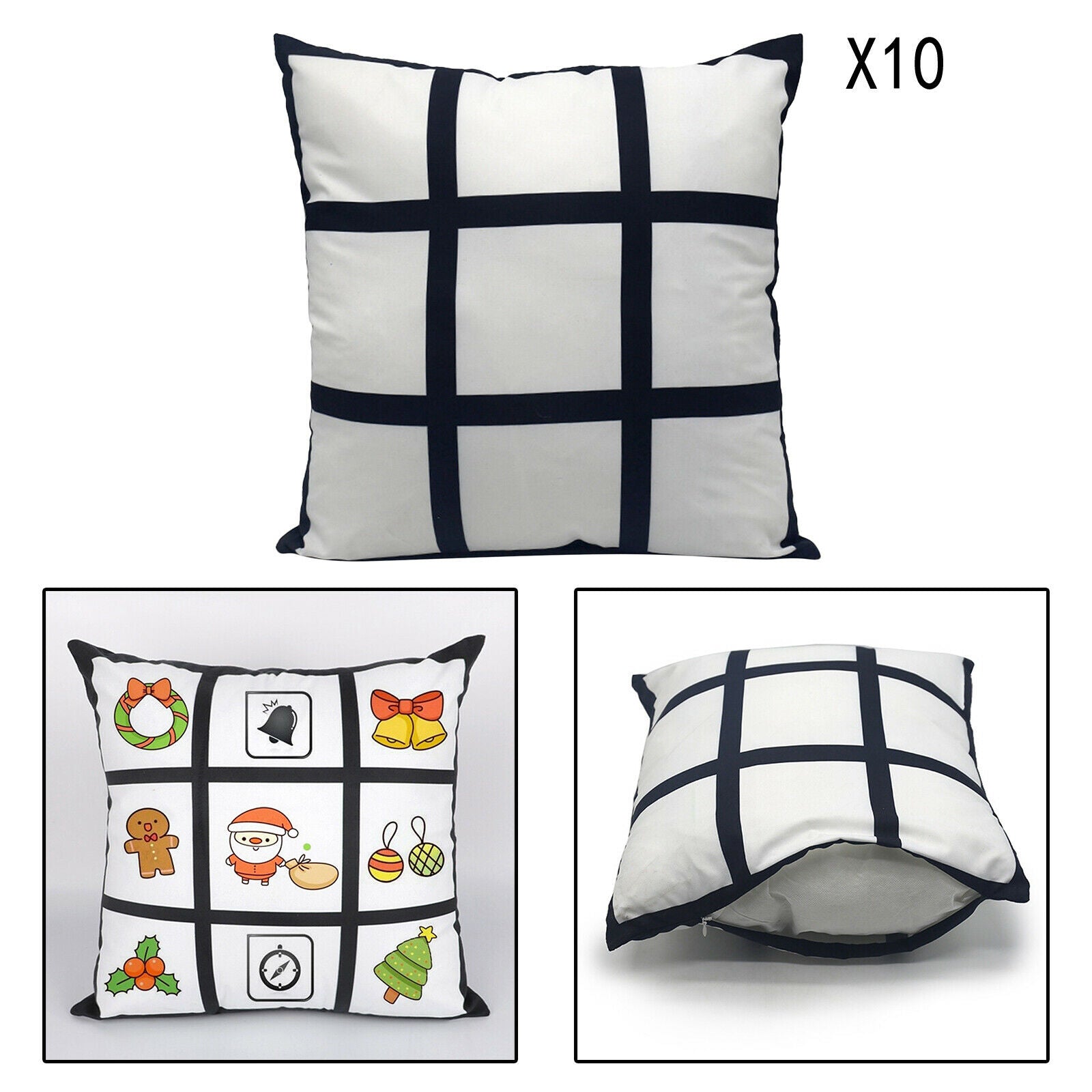 10 Pieces Sublimation Blanks Panel Pillow Case Square Car Chair Cushion Case